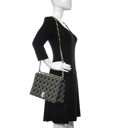 Christian Dior Calfskin Tufted Large Diorama Flap Bag Black Neon 2 of 9