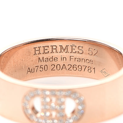 Hermes 18K Rose Gold Diamond PM H D'Ancre Ring 52 6 4 of 5
