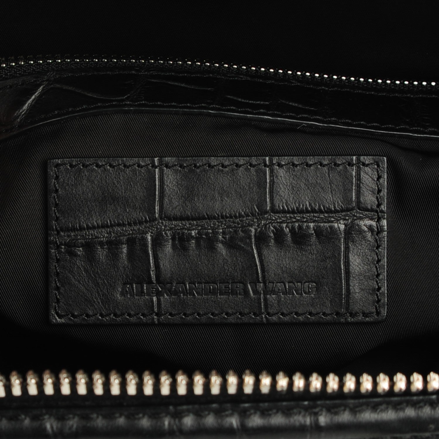 Alexander Wang Calfskin Crocodile Embossed Small Liner Tote Black 6 of 7