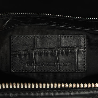 Alexander Wang Calfskin Crocodile Embossed Small Liner Tote Black 6 of 7