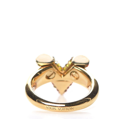 Louis Vuitton Crystal Essential V Strass Ring M 6.25 Multicolor Gold 4 of 6