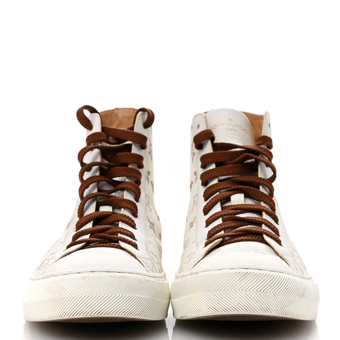 Monogram Mens Tattoo Sneaker Boots 8 White Brown