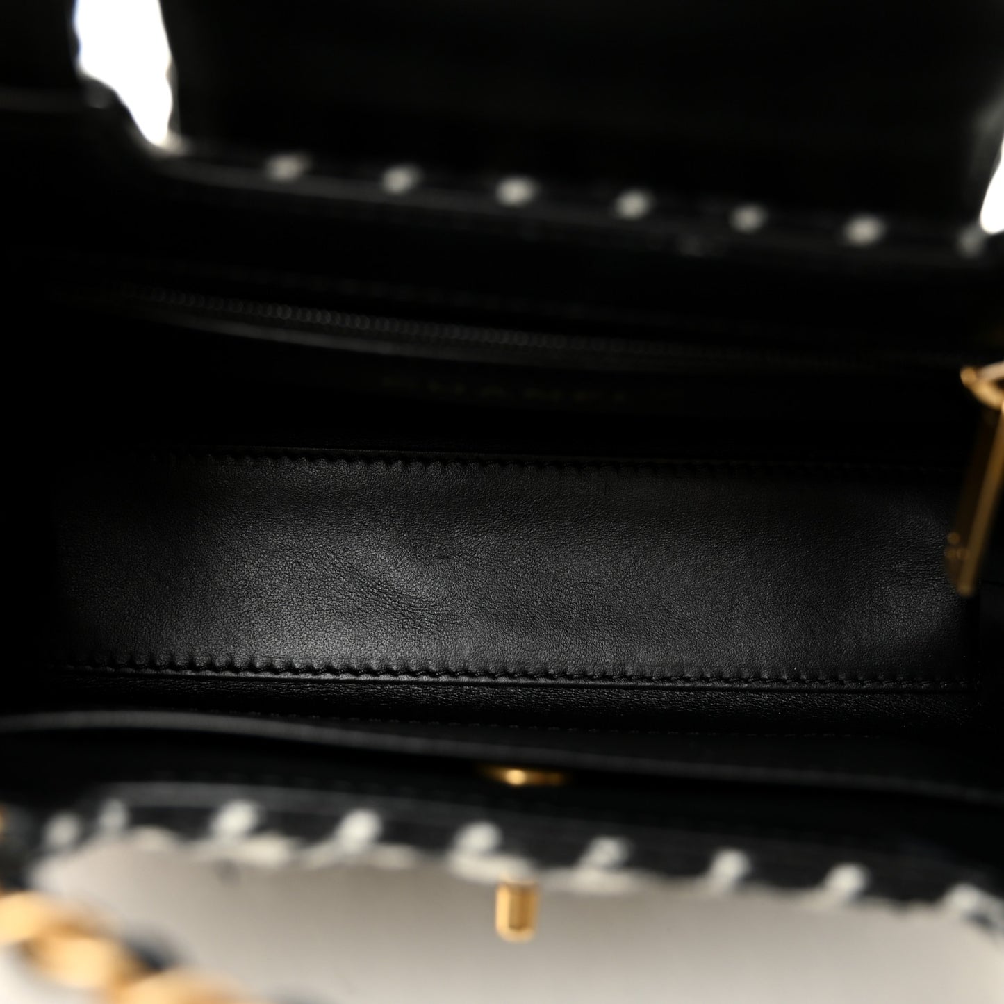 Tweed Houndstooth Quilted Nano Kelly Shopper Black White