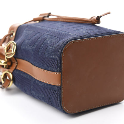 Fendi Denim Vitello King F is Fendi FF Embroidered Mini Mon Tresor Bucket Bag Blue Cuoio 6 of 10