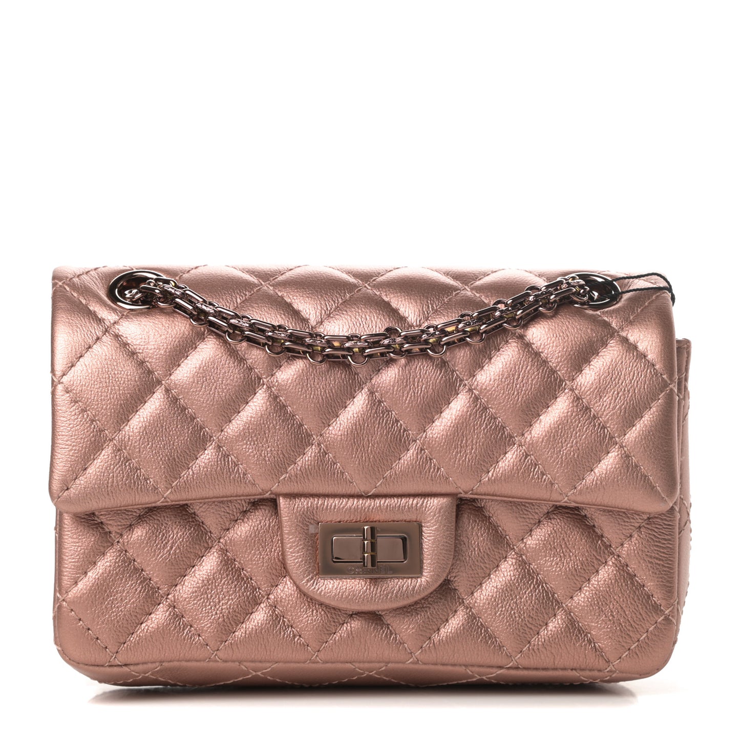 Metallic Grained Calfskin Quilted 2.55 Reissue Mini Flap Copper Pink