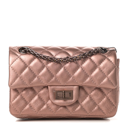 Chanel Metallic Grained Calfskin Quilted 2.55 Reissue Mini Flap Copper Pink 1 of 11