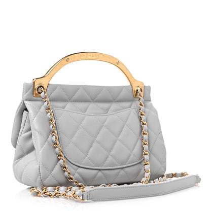 Chanel Calfskin Quilted Small Lady Handle Clutch With Chain Grey 2 of 9