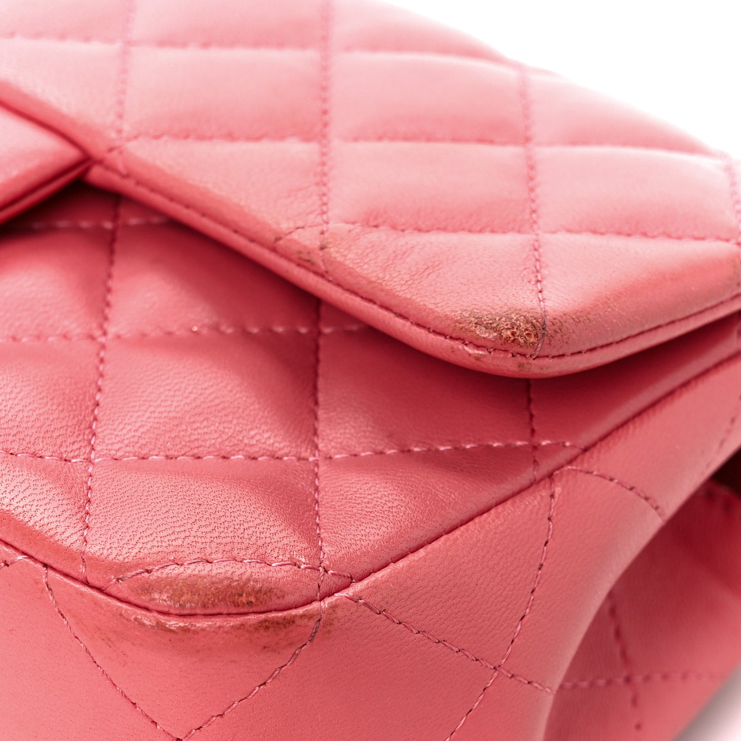 Lambskin Quilted Valentine Charms Mini Rectangular Flap Pink