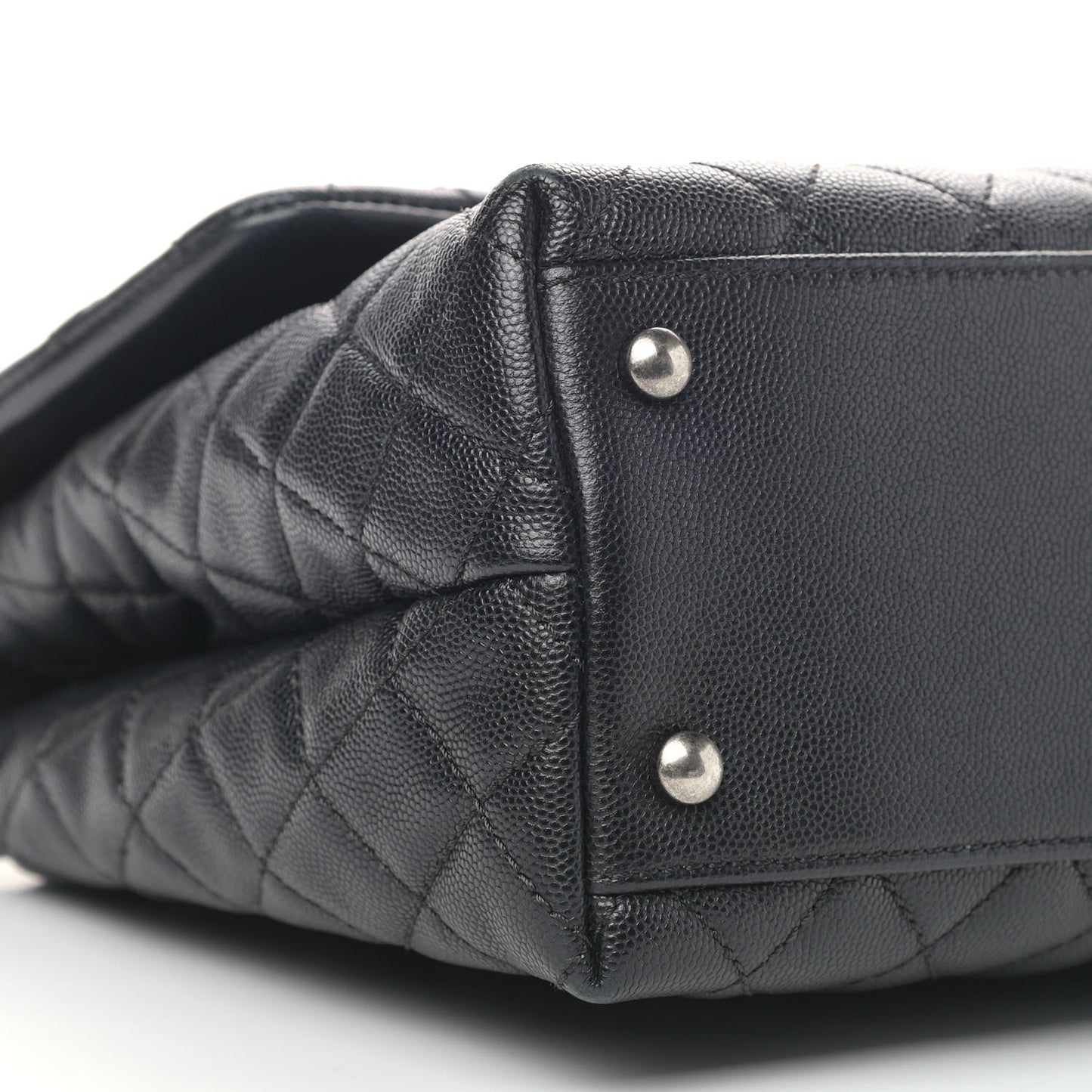 Caviar Lizard Quilted Medium Coco Handle Flap Black