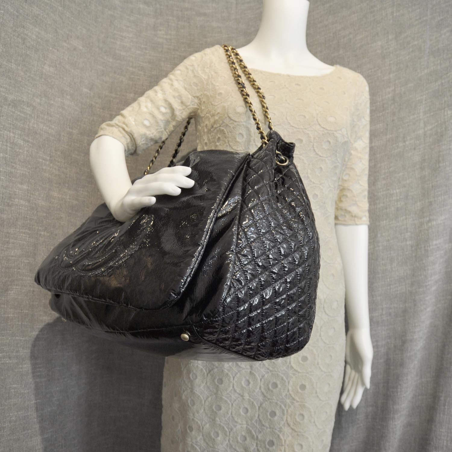 Chanel Vinyl XL Rock and Chain Flap Black 2 of 9