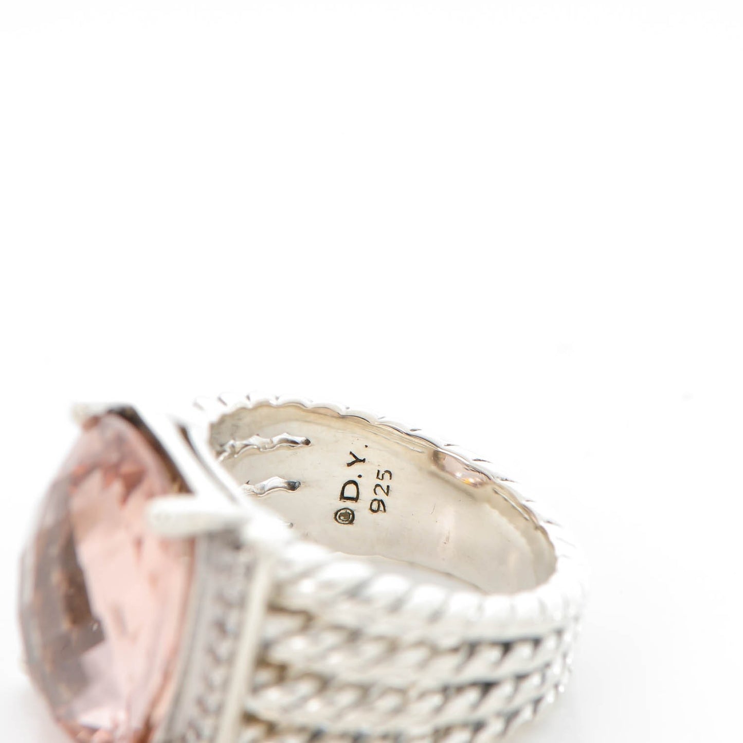 Sterling Silver Diamond Morganite 16mm Wheaton Ring 54 7