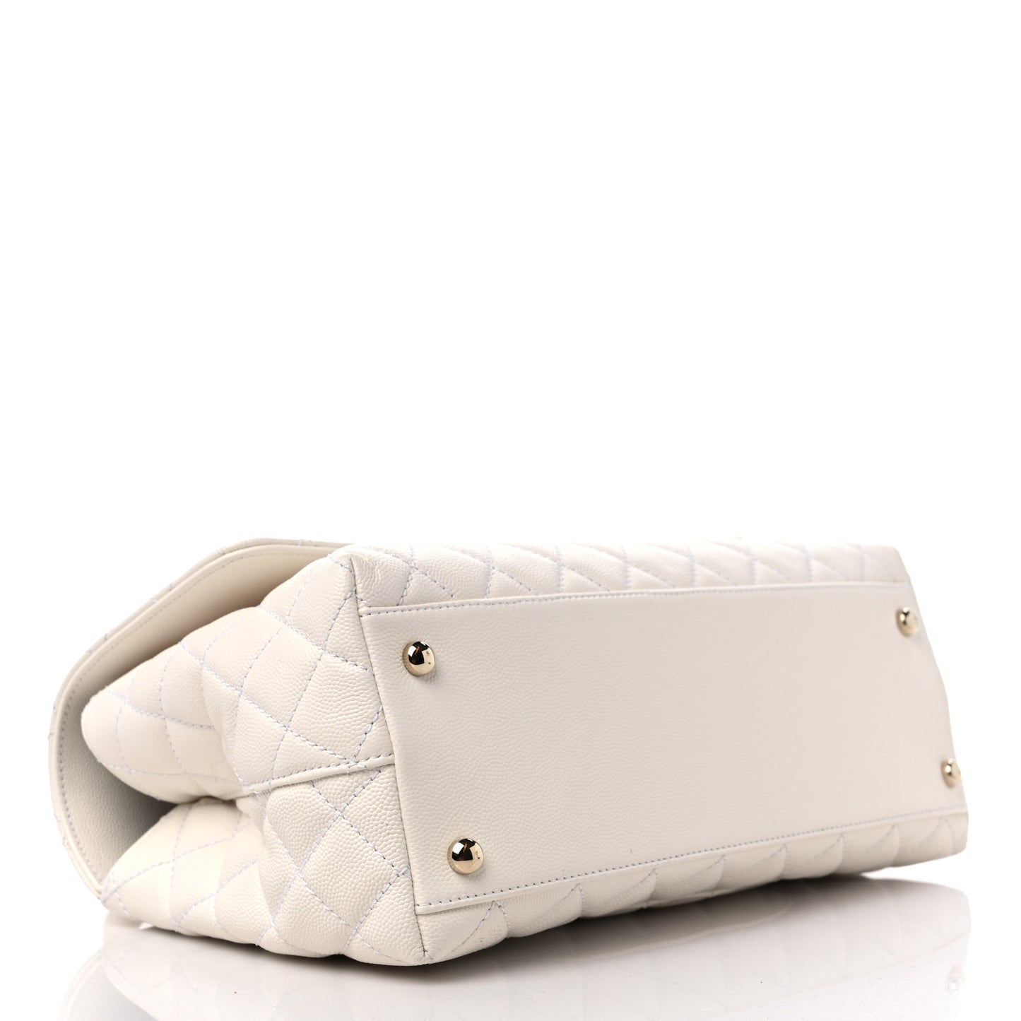 Caviar Quilted Small Coco Handle Flap White