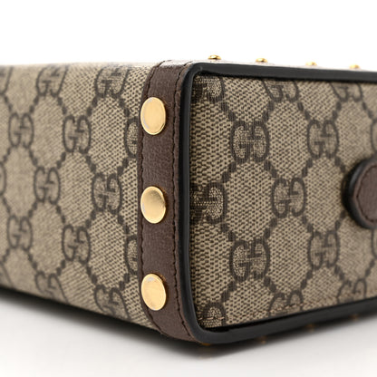 Gucci GG Supreme Monogram Textured Dollar Calfskin Mini Trunk Shoulder Bag Beige Ebony New Acero 10 of 14