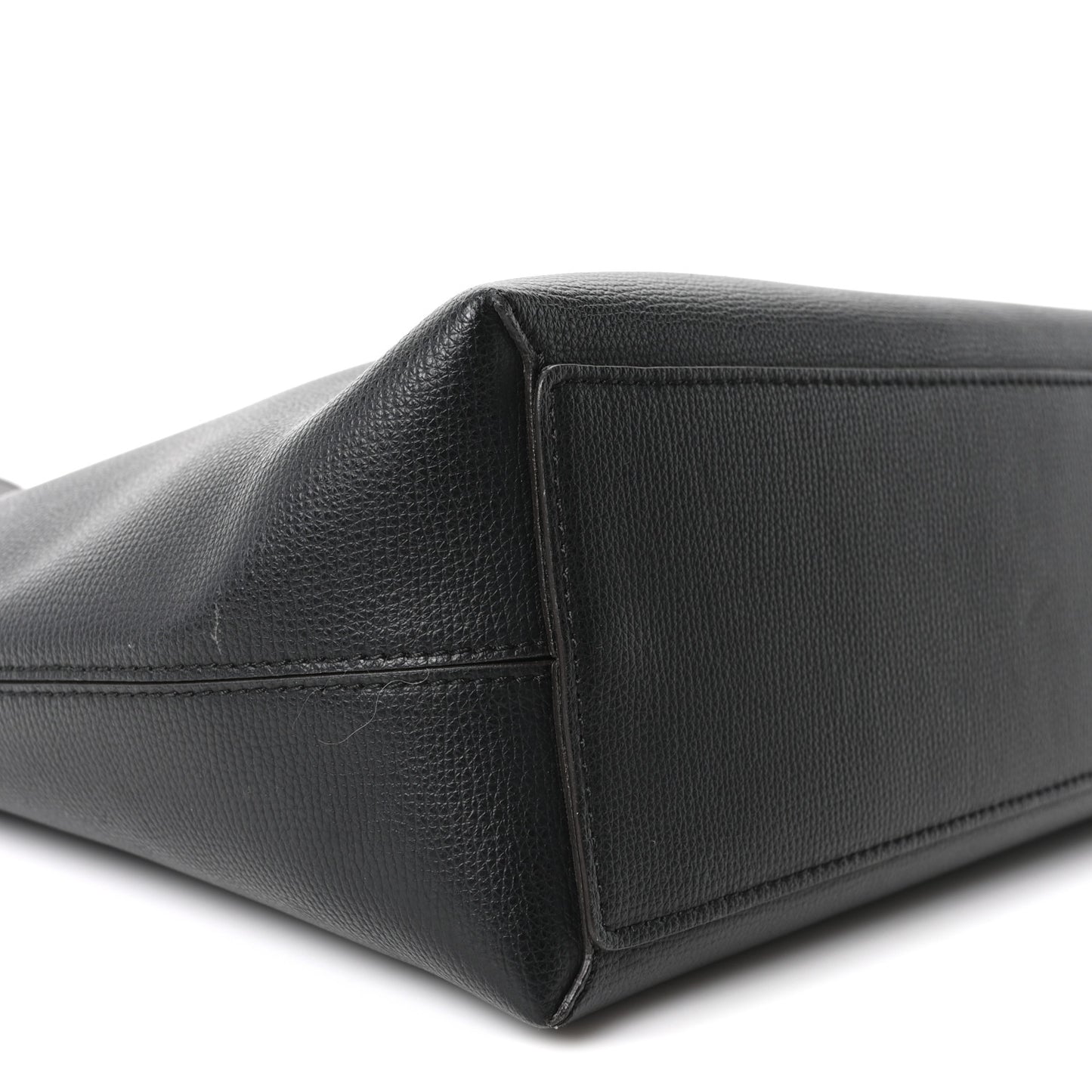 Grainy Calfskin Haymarket Check Medium Reversible Tote Black