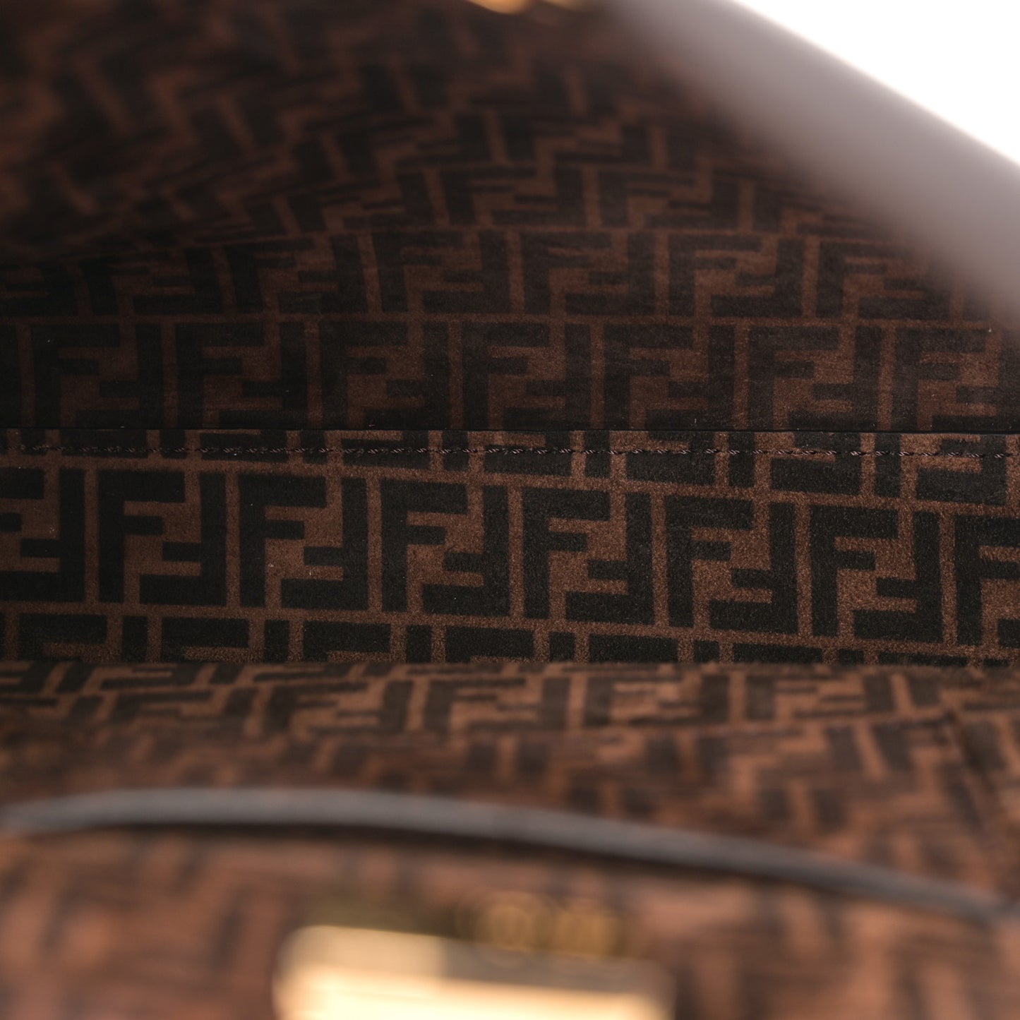 Vitello Seta Suede FF Mini Peekaboo Iconic Satchel Chocolate Sigaro Marrone