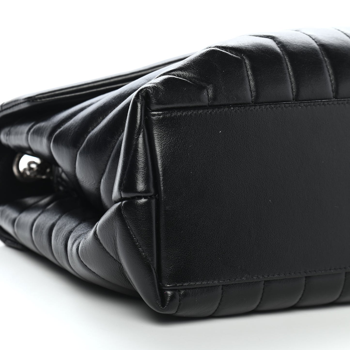 Calfskin Y Quilted Monogram Medium Loulou Chain Satchel Black