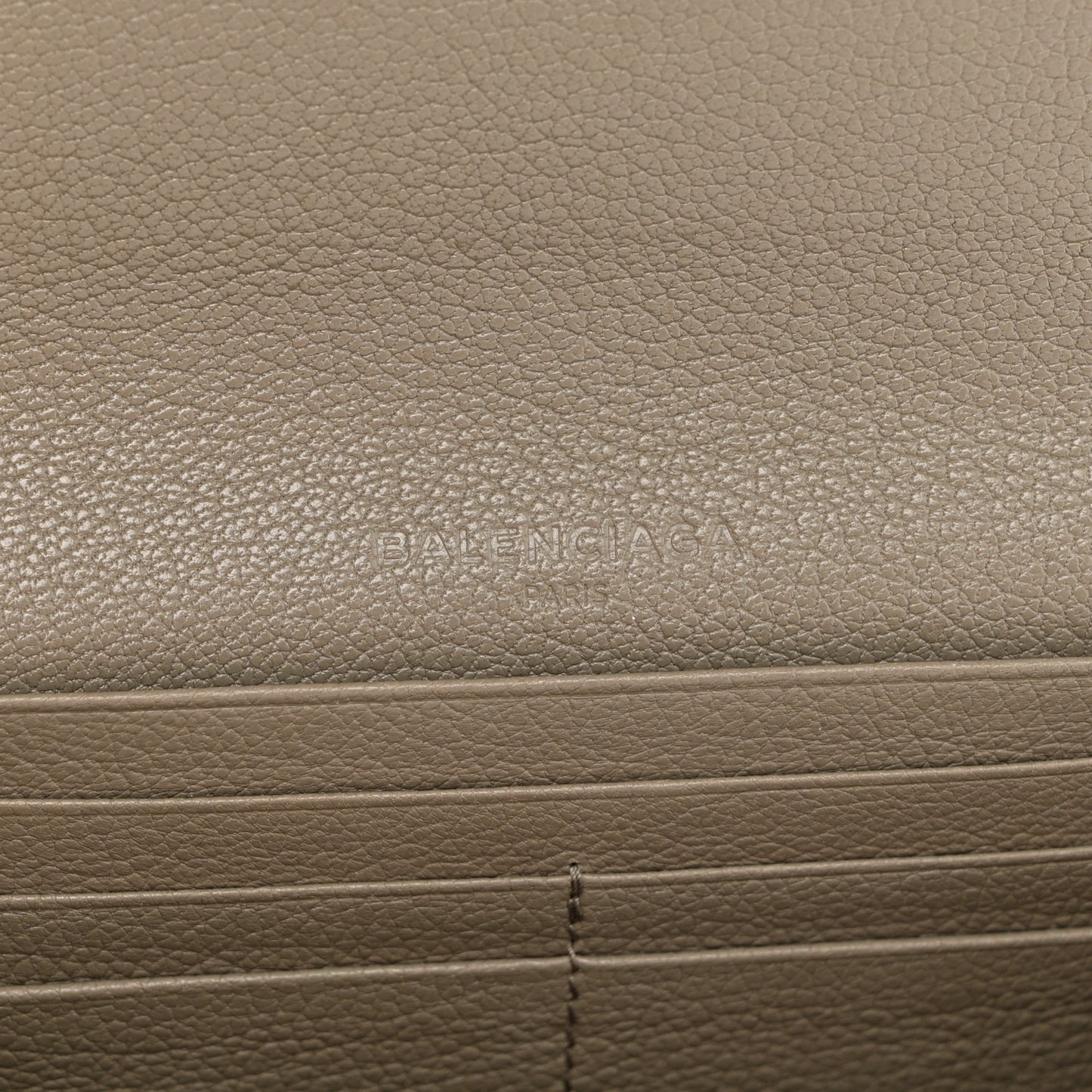 Chevre Gold Metallic Edge Hardware Zip Around Wallet Gris Taupe