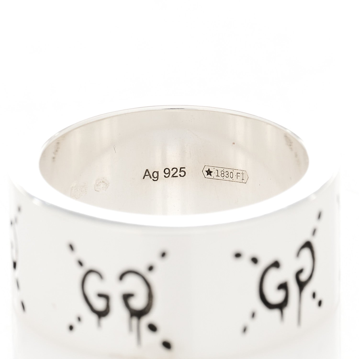 Gucci Sterling Silver GucciGhost Hamlet Skull Ring 51 5.75 5 of 8