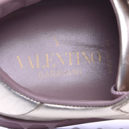 Valentino Garavani Metallic Calfskin Rockstud Open Sneakers 36.5 Silver Gold Pink 8 of 10