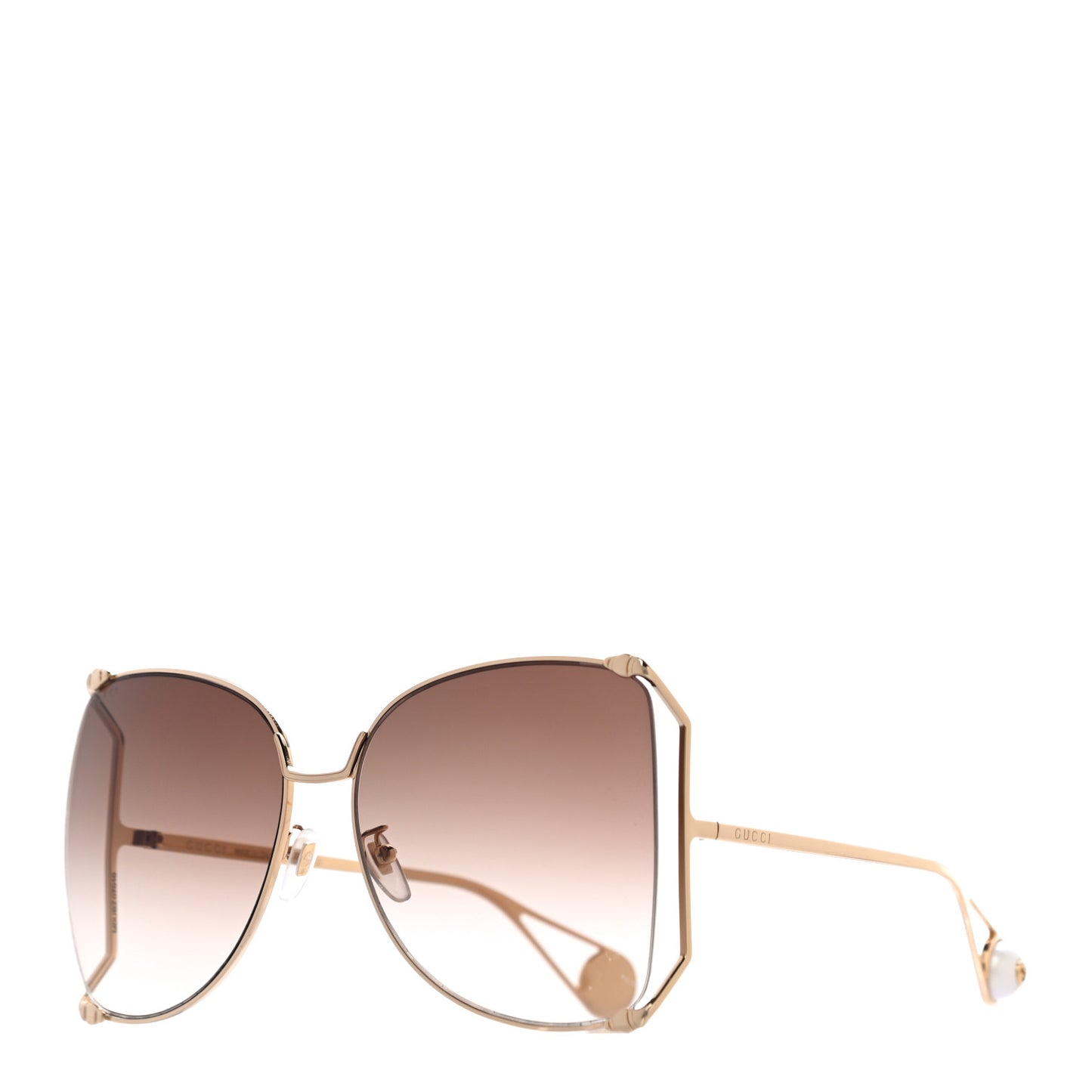 Oversized Round Sunglasses GG0252S Gold Brown