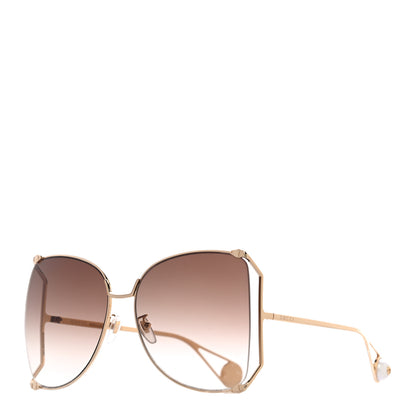 Gucci Oversized Round Sunglasses GG0252S Gold Brown 1 of 7