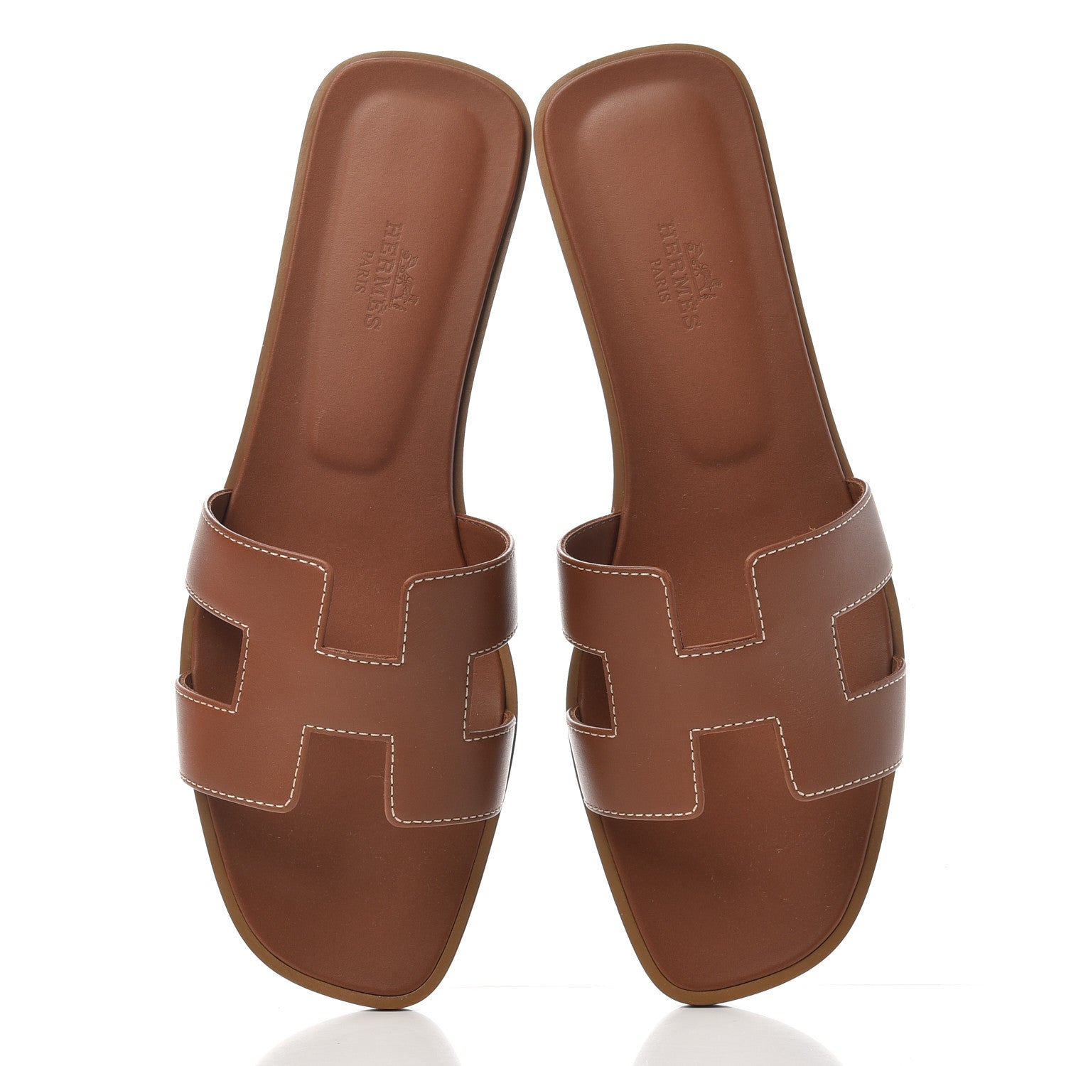Hermes Box Calfskin Oran Sandals 38.5 Gold 5 of 11