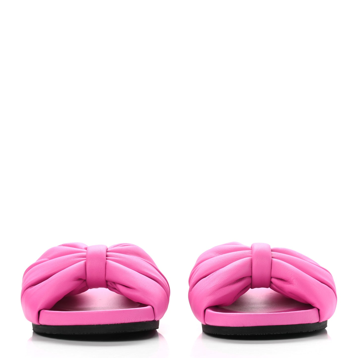 Smooth Nappa Logo Puffy Slide Sandals 37 Fluo Pink White
