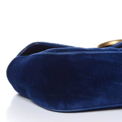 Gucci Velvet Matelasse Mini GG Marmont Shoulder Bag Cobalt Blue 10 of 12