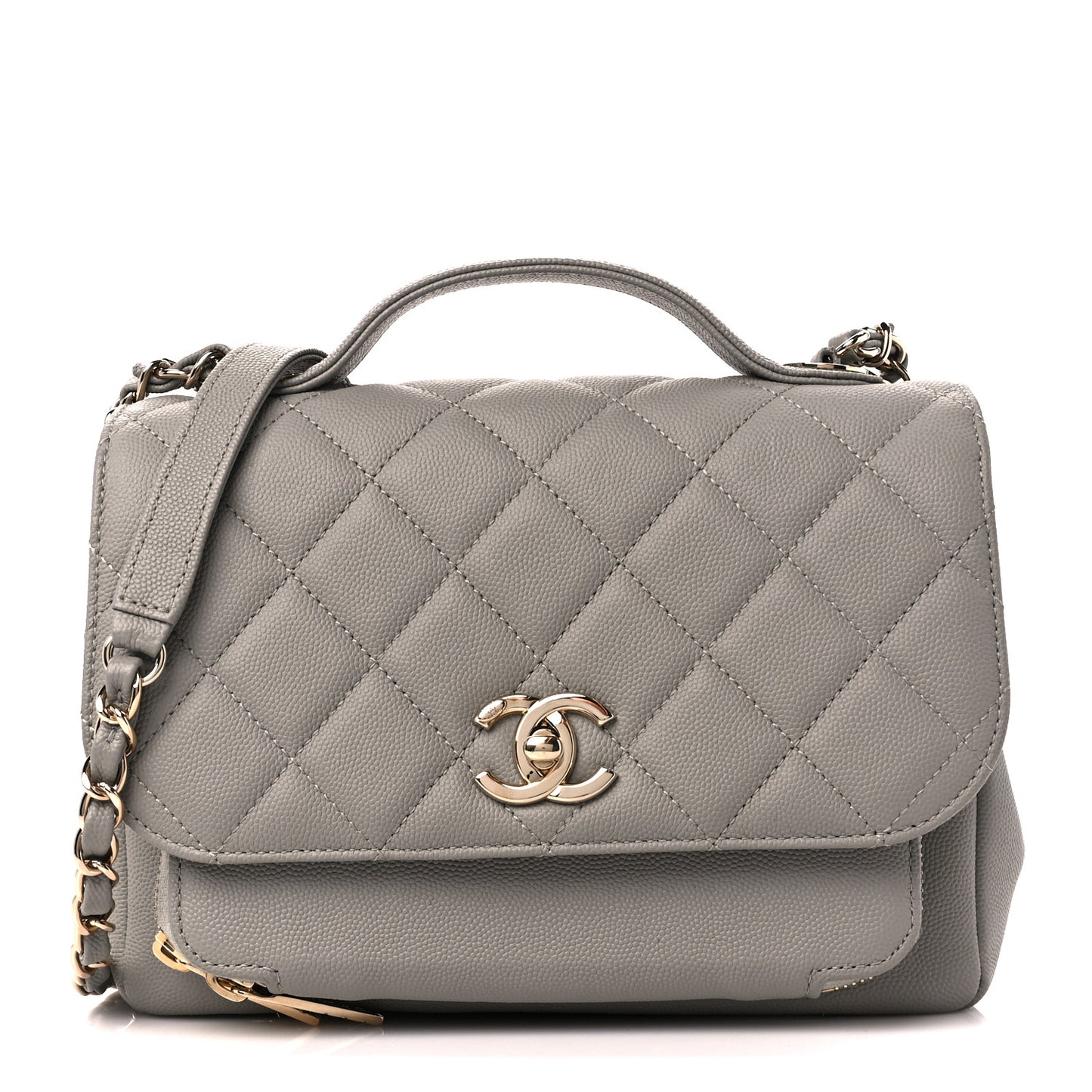 Caviar Quilted Medium Business Affinity Flap Grey