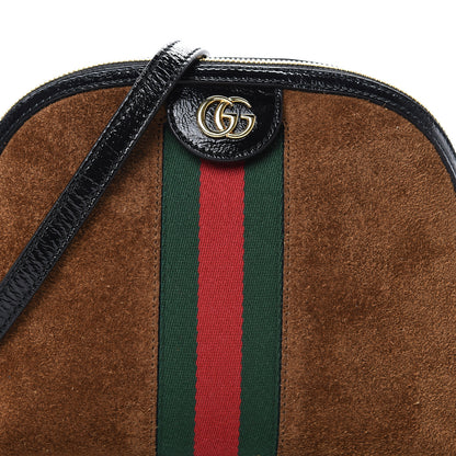 Gucci Suede Patent Web Small Ophidia Dome Shoulder Bag Nocciola Black 8 of 13