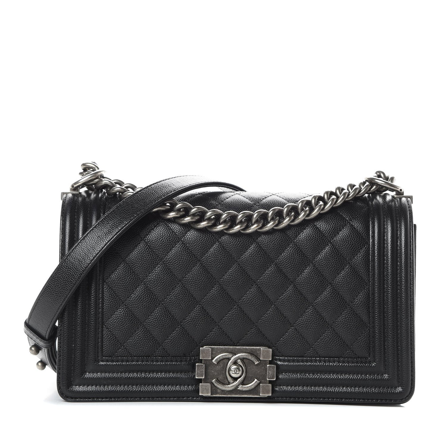 Caviar Quilted Medium Boy Flap Black