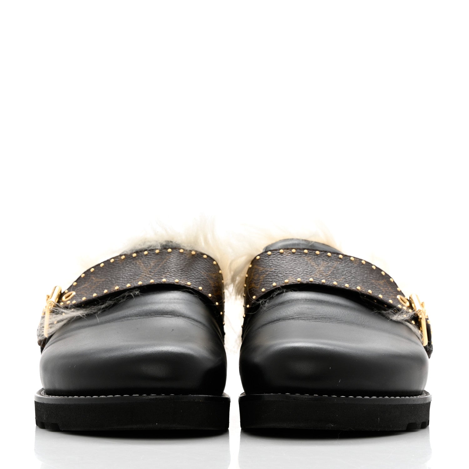 Louis Vuitton Calfskin Monogram Lambswool Winterbreak Comfort Clogs 37 Black 2 of 13