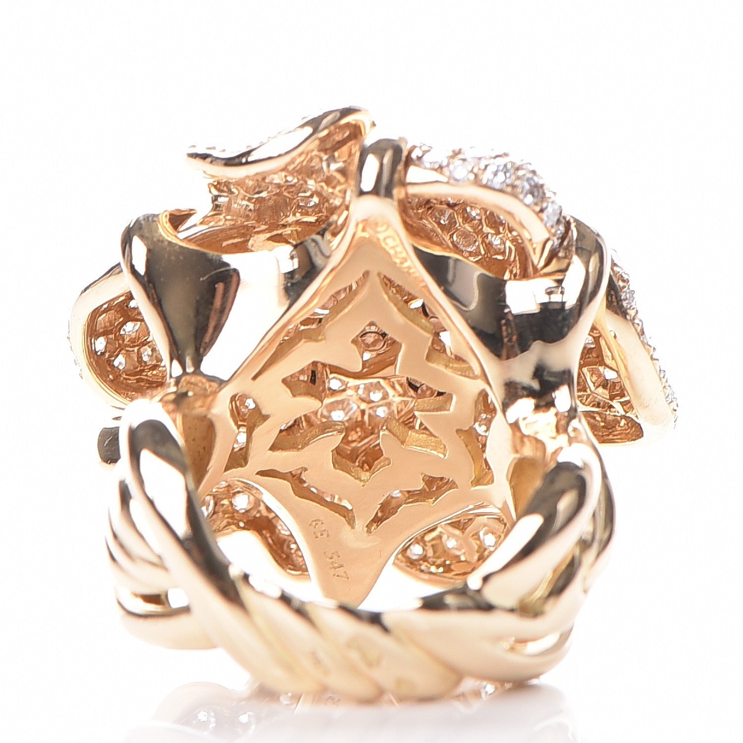 Chanel 18K Yellow Gold Diamond Camellia Ring 5.25 4 of 9