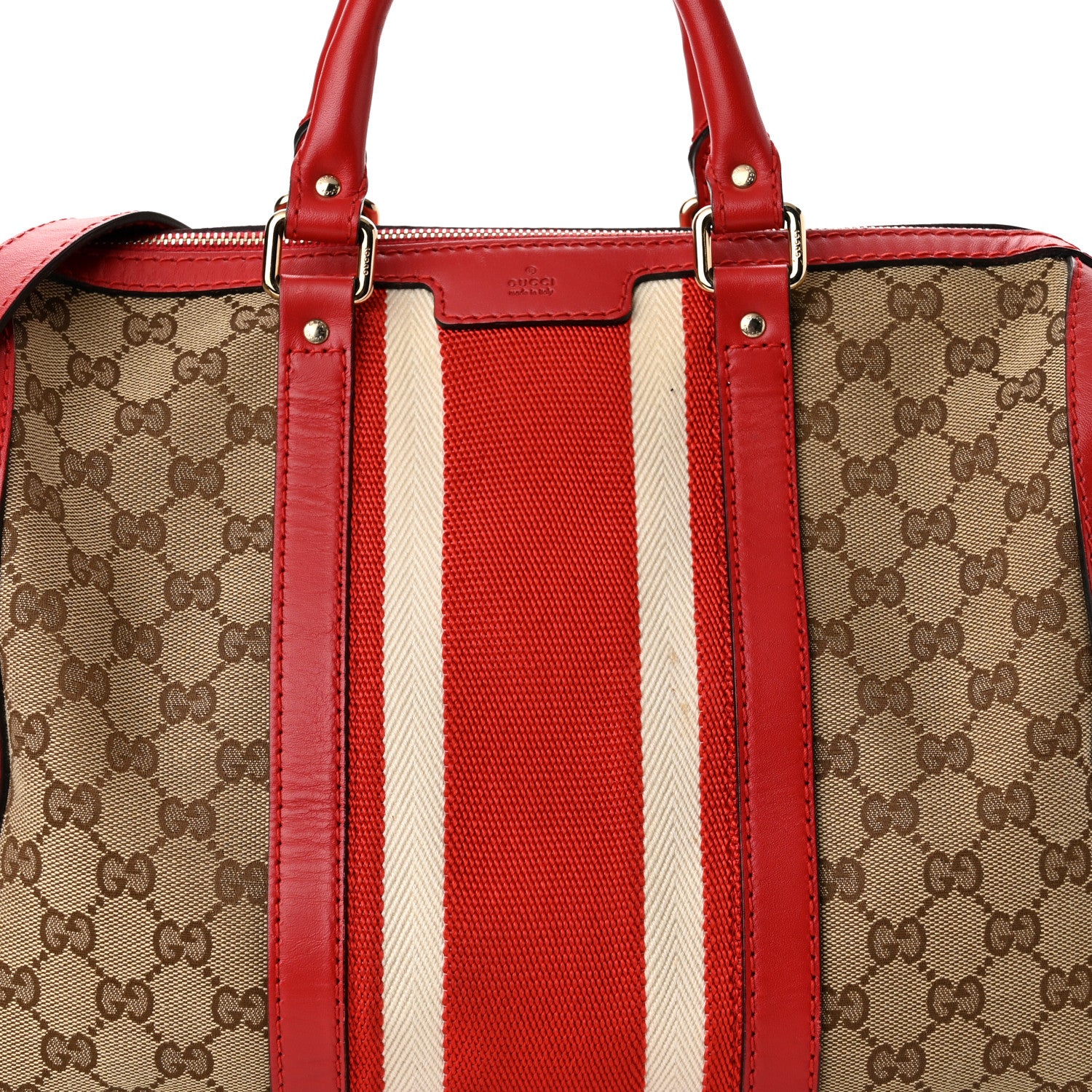 Gucci Monogram Vintage Web Medium Boston Red 7 of 9