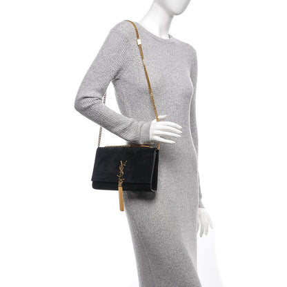 Saint Laurent Suede Medium Classic Monogram Kate Tassel Satchel Black 2 of 6