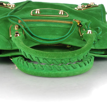 Balenciaga Baby Daim Suede Gold Metallic Edge Hardware Mini City Vert Fluo 4 of 8