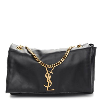 Saint Laurent Smooth Calfskin Suede Medium Reversible Monogram Kate Satchel Black 3 of 16