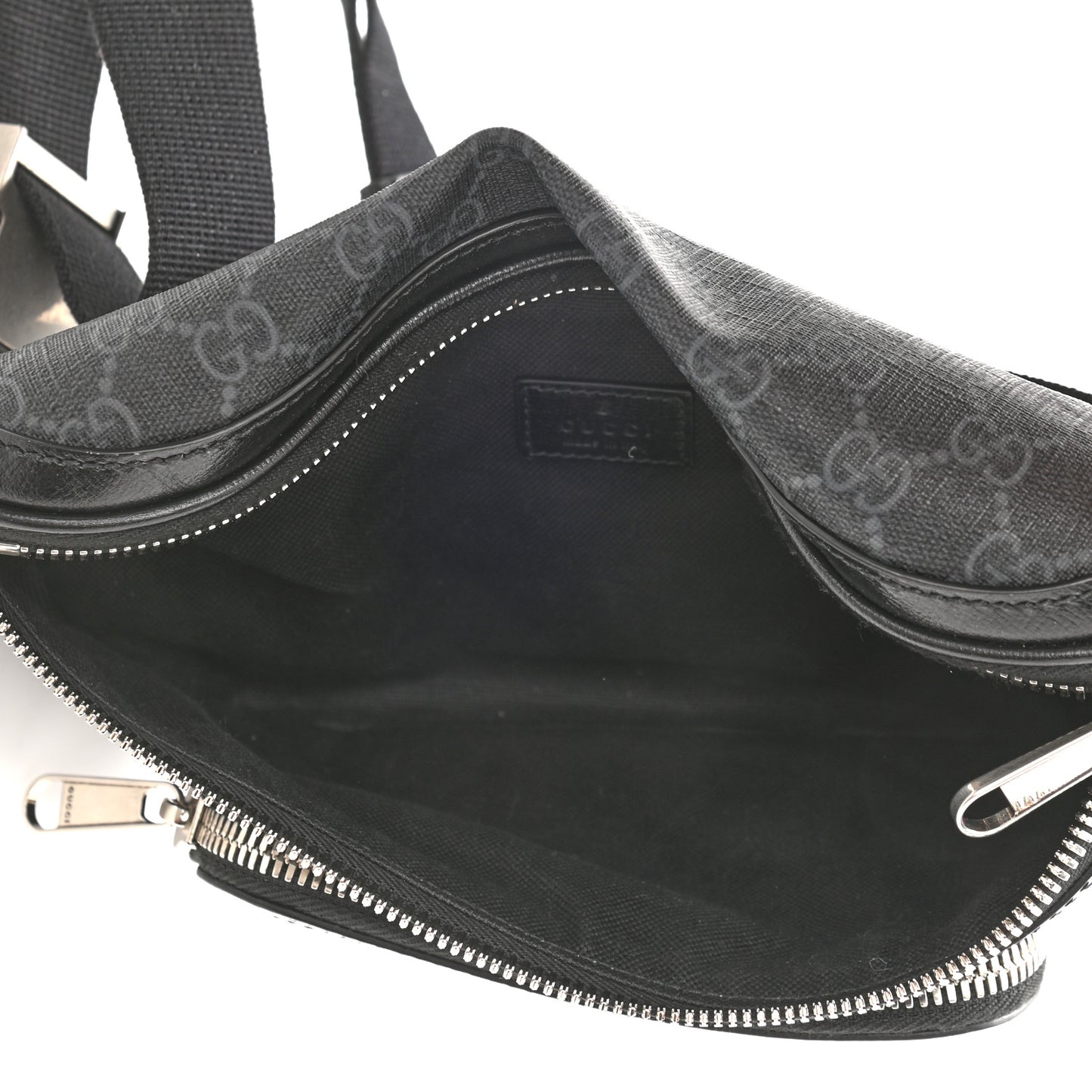 GG Supreme Monogram Textured Calfskin Retro Interlocking G Belt Bag Black