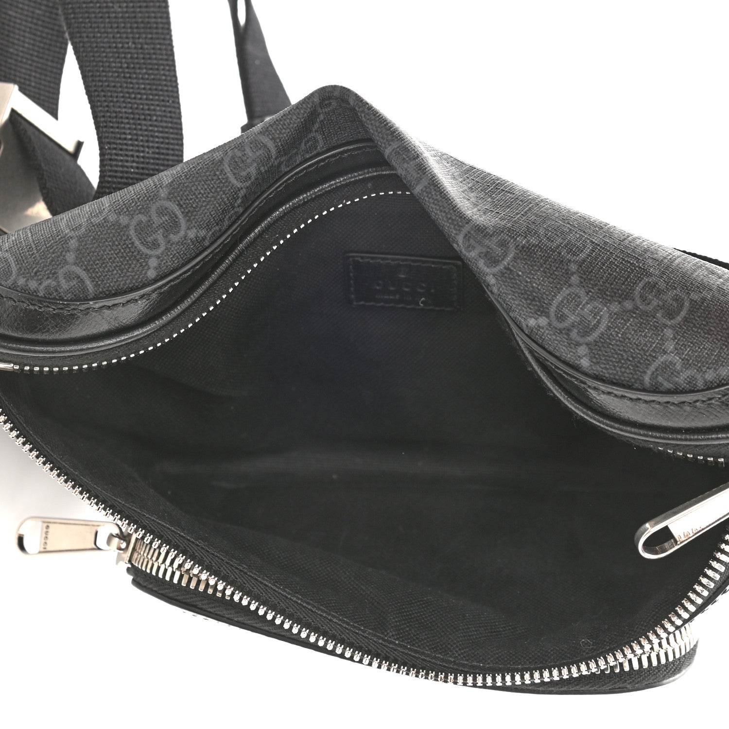Gucci GG Supreme Monogram Textured Calfskin Retro Interlocking G Belt Bag Black 5 of 8