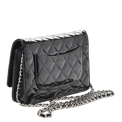 Chanel Patent Quilted Wallet On Chain WOC Black 3 of 10