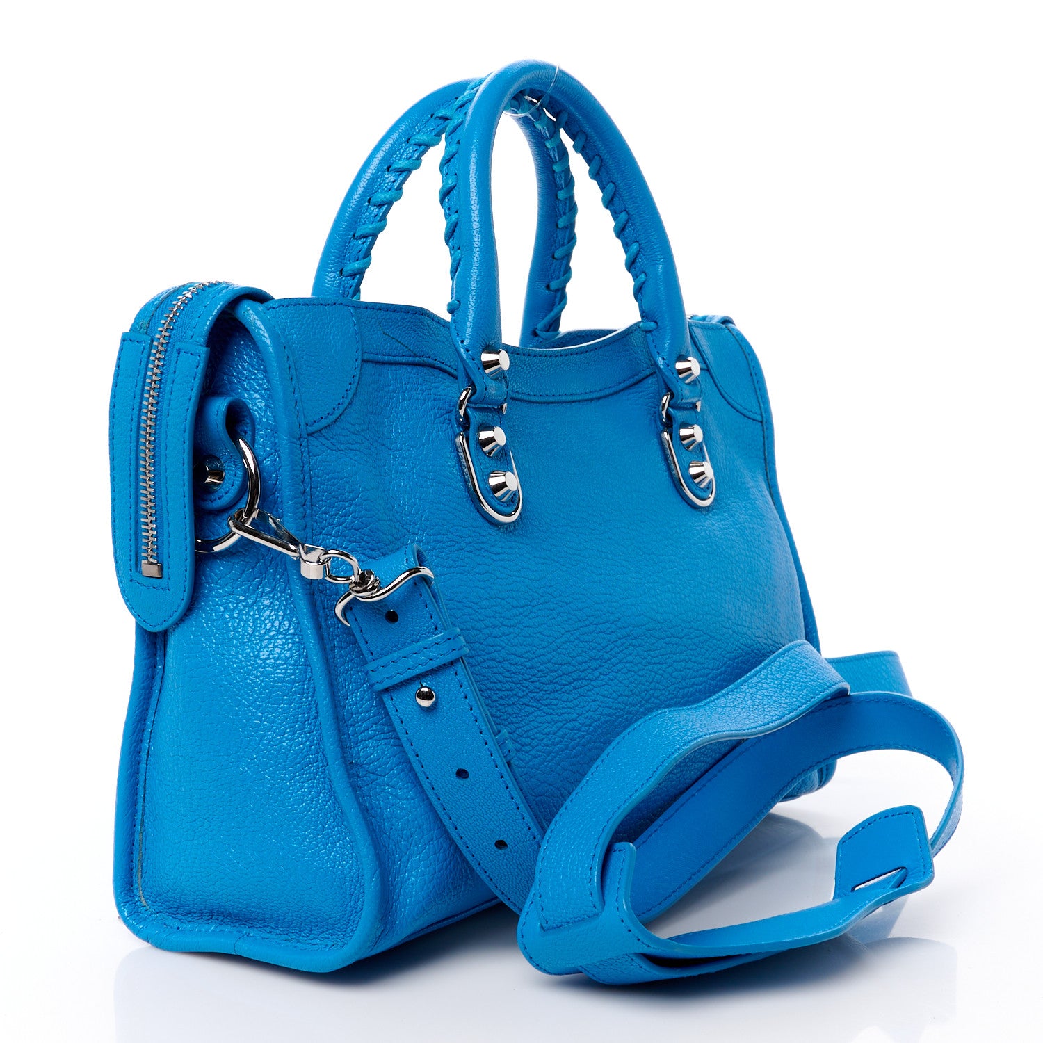 Balenciaga Chevre Silver Metallic Edge Hardware S City Bleu Ceylon 4 of 15