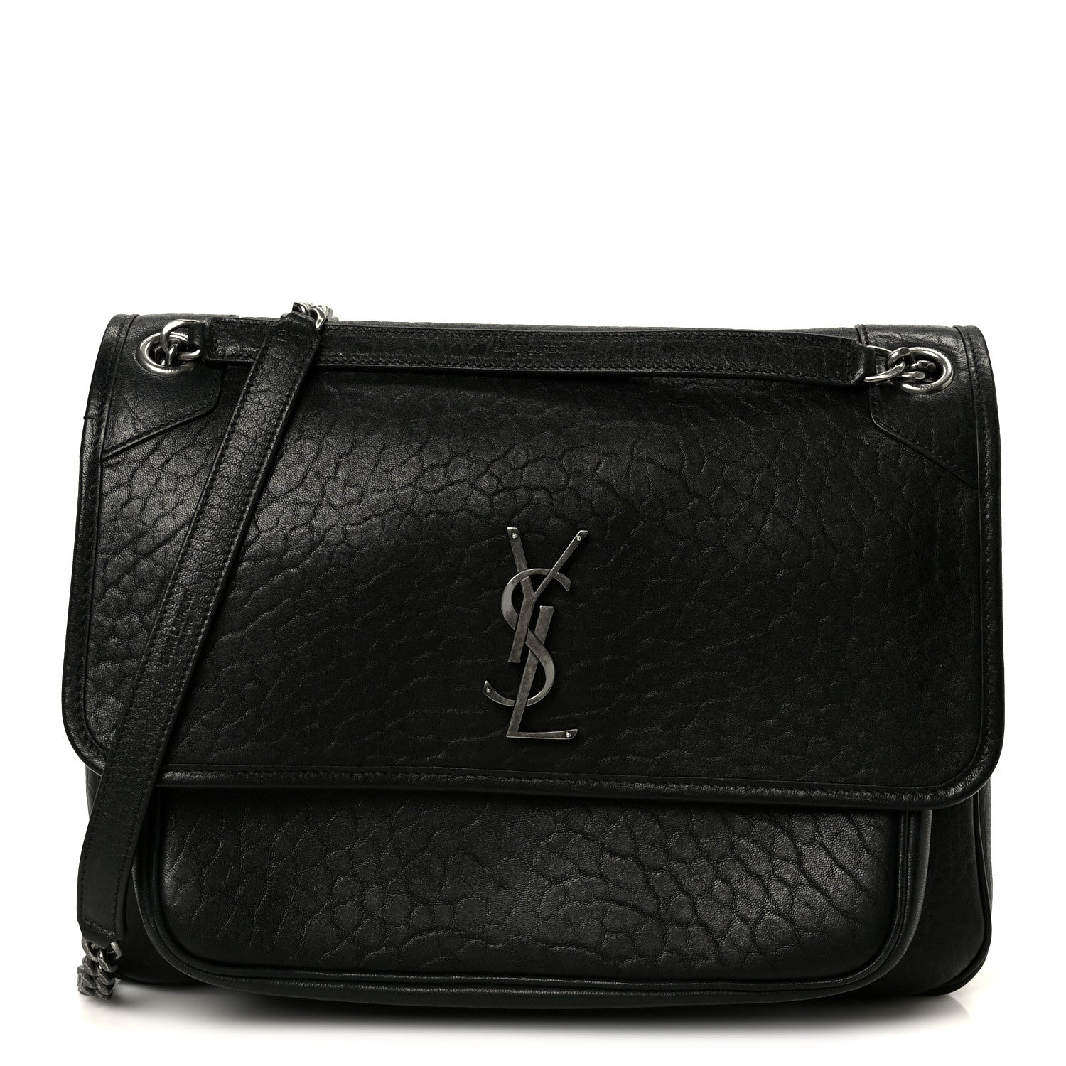 Saint Laurent Grained Lambskin Monogram Large Niki Chain Satchel Black 1 of 11
