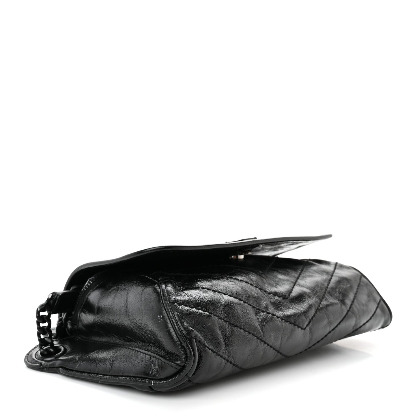 Crinkled Calfskin Matelasse Monogram Niki Body Bag Black