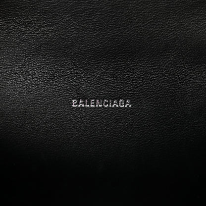 Balenciaga Strass Suede Allover Logo Hourglass Top Handle Bag XS with Chain Silver Black 6 of 12