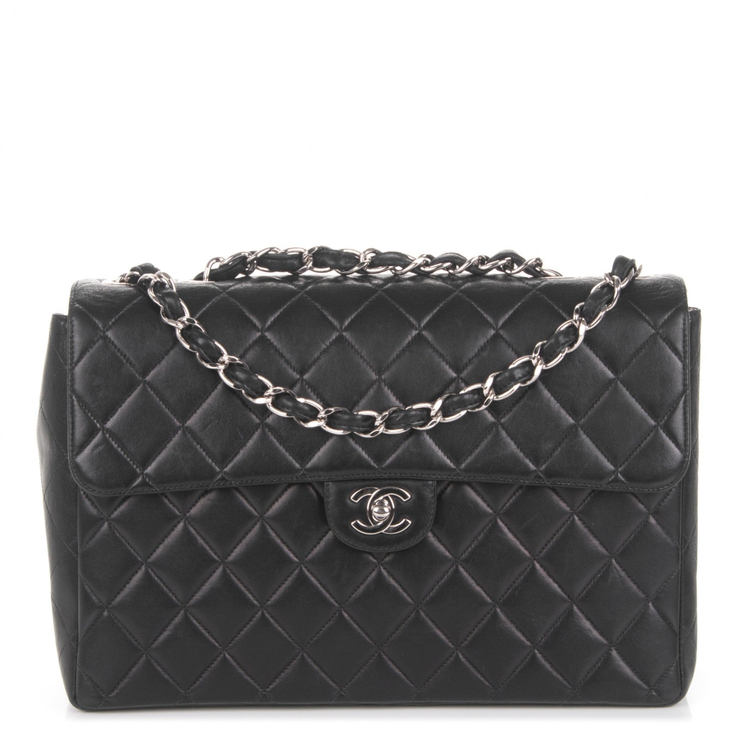 Chanel Lambskin Quilted Jumbo Single Flap Black 1 of 7