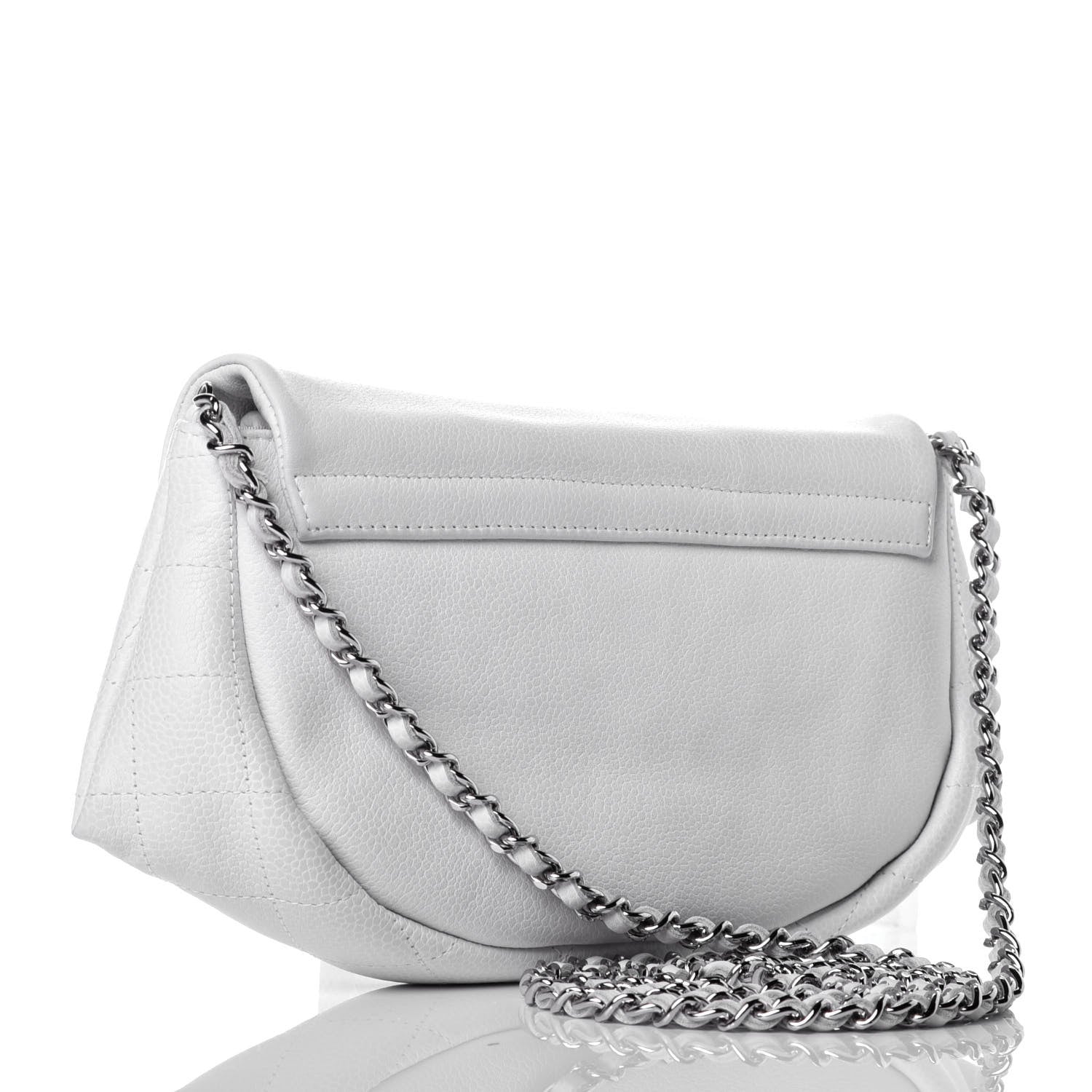Chanel Caviar Half Moon Wallet On Chain WOC White 3 of 11