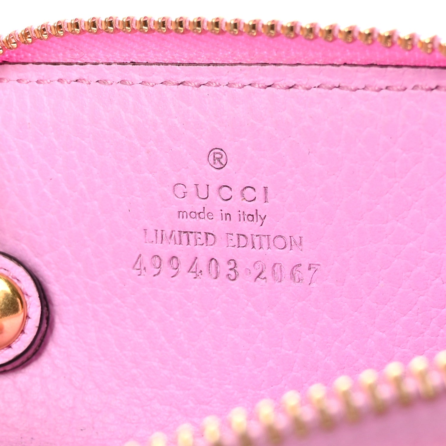 Gucci Dollar Calfskin Bosco Zip Around Key Case Malva 6 of 13