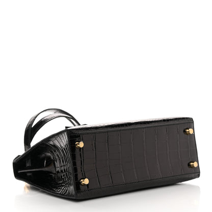 Hermes Shiny Alligator Kelly Sellier 25 Black 4 of 11