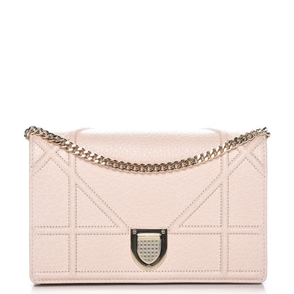 Christian Dior Grained Calfskin Diorama Wallet on Chain Pouch Rose Poudre 1 of 8