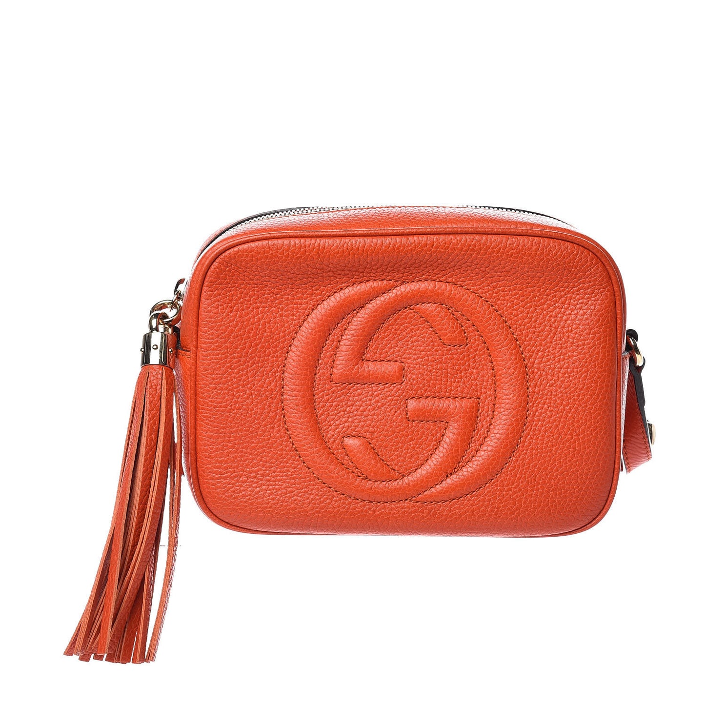 Pebbled Calfskin Small Soho Disco Bag Sun Orange